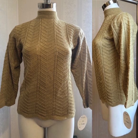 Dylani Women’s Gold Mock Neck Sweater - Picture 2 of 8
